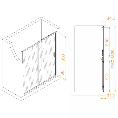 Душевая дверь RGW PA-14, Цвет стекла: прозрачное, Цвет профиля: Хром, Выбрать размер: 180, изображение 7