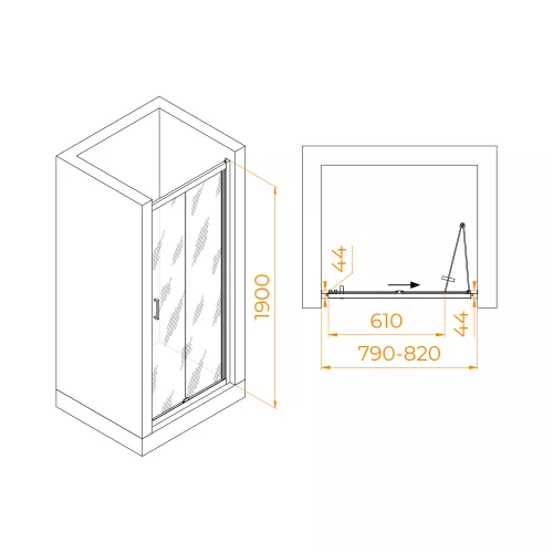 Душевая дверь RGW PA-21, Цвет профиля: Хром, Выбрать размер: 80, изображение 8