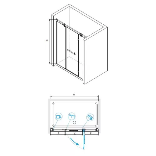 Душевая дверь RGW VI-02, Цвет стекла: прозрачное, Цвет профиля: Белый-Золото, Выбрать размер: 130, изображение 3