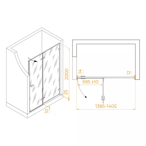 Душевая дверь RGW SV-004B, Цвет стекла: прозрачное, Цвет профиля: Черный, Выбрать размер: 140, изображение 3