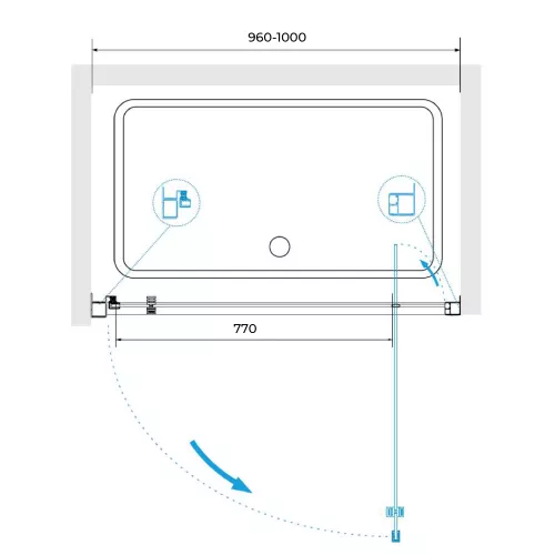 Душевая дверь RGW PA-105, Цвет стекла: прозрачное, Цвет профиля: Хром, Выбрать размер: 100, изображение 3