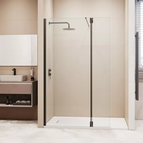 Душевая перегородка RGW WA-050B (WA-002B + Z-070B), Цвет стекла: прозрачное, Цвет профиля: Черный, Выбрать размер: 60, изображение 3