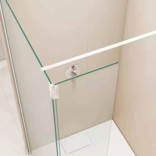 Душевая перегородка RGW WA-050W (WA-002W + Z-070W), Цвет стекла: прозрачное, Цвет профиля: Белый, Выбрать размер: 100, изображение 11