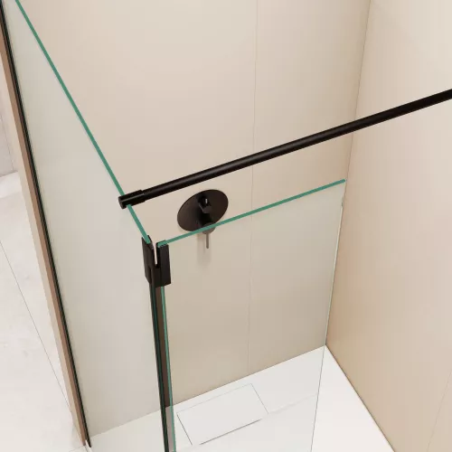 Душевая перегородка RGW WA-050B (WA-002B + Z-070B), Цвет стекла: прозрачное, Цвет профиля: Черный, Выбрать размер: 60, изображение 12