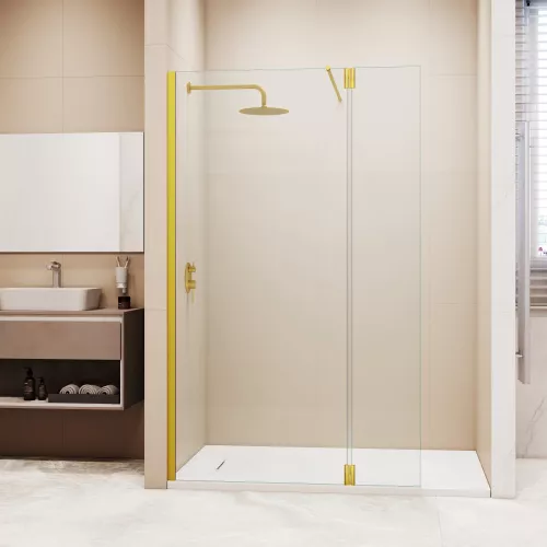 Душевая перегородка RGW WA-050Gb (WA-002Gb + Z-070Gb), Цвет стекла: прозрачное, Цвет профиля: Золото, Выбрать размер: 80, изображение 3