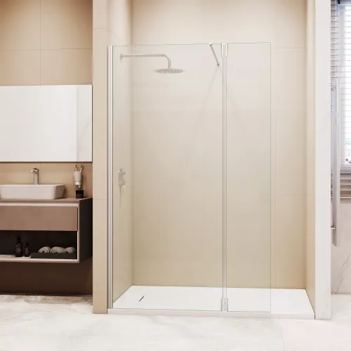 Душевая перегородка RGW WA-050 (WA-002 + Z-070), Цвет стекла: прозрачное, Цвет профиля: Хром, Выбрать размер: 80, изображение 3