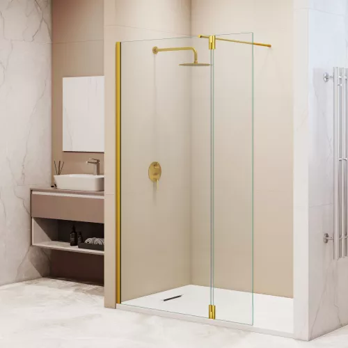 Душевая перегородка RGW WA-051Gb (WA-010Gb + Z-071Gb), Цвет стекла: прозрачное, Цвет профиля: Золото, Выбрать размер: 90, изображение 12