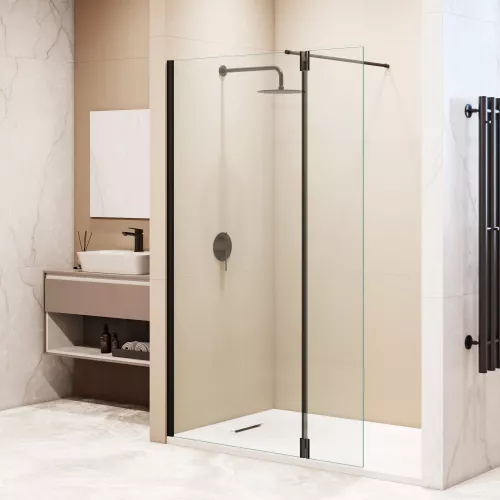 Душевая перегородка RGW WA-051B (WA-010B + Z-071B), Цвет стекла: прозрачное, Цвет профиля: Черный, Выбрать размер: 120, изображение 13