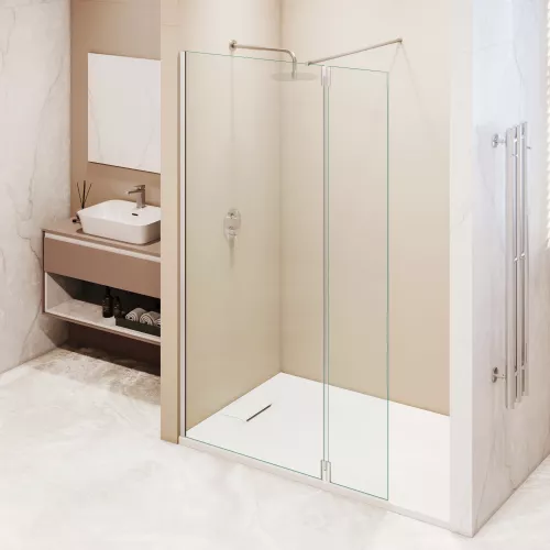 Душевая перегородка RGW WA-050 (WA-002 + Z-070), Цвет стекла: прозрачное, Цвет профиля: Хром, Выбрать размер: 80, изображение 5