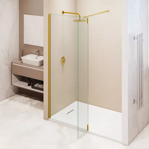 Душевая перегородка RGW WA-050Gb (WA-002Gb + Z-070Gb), Цвет стекла: прозрачное, Цвет профиля: Золото, Выбрать размер: 80, изображение 6