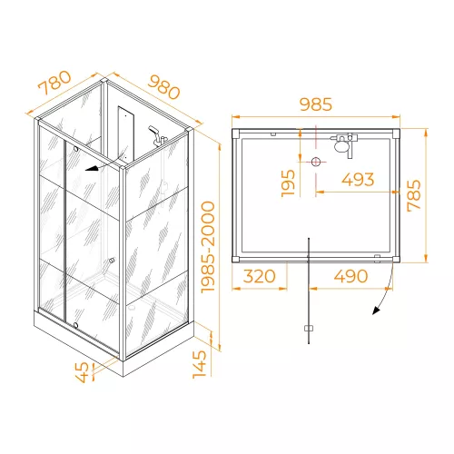 Душевая кабина RGW AN-207, Цвет профиля (вариация): Белый, Выбрать размер: 80х100, изображение 5
