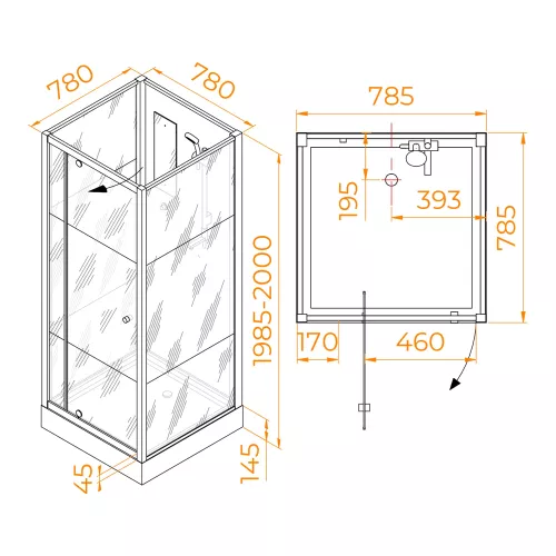 Душевая кабина RGW AN-207, Цвет профиля (вариация): Белый, Выбрать размер: 80x80 , изображение 5