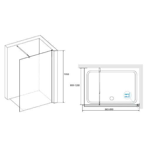 Душевая перегородка RGW WA-02-1 рифленое стекло, Цвет стекла: рифленое, Цвет профиля: Хром, Выбрать размер: 90, изображение 5