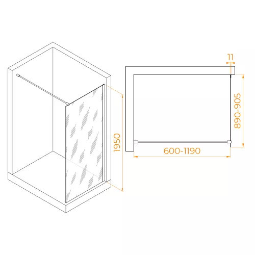 Перегородка для душа RGW WA-002B, Цвет стекла: прозрачное, Цвет профиля: Черный, Выбрать размер: 90, изображение 6