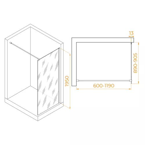 Душевая перегородка RGW WA-010W, Цвет стекла: прозрачное, Цвет профиля: Белый, Выбрать размер: 90, изображение 4