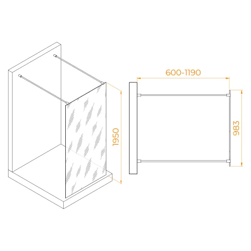 Душевая перегородка RGW WA-016, Цвет стекла: прозрачное, Цвет профиля (вариация): Хром, Выбрать размер: 100, изображение 6