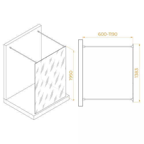 Душевая перегородка RGW WA-016, Цвет стекла: прозрачное, Цвет профиля: Хром, Выбрать размер: 140, изображение 7
