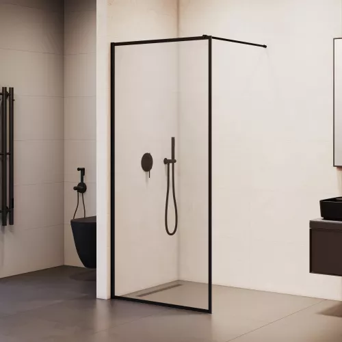 Душевая перегородка RGW WA-012B, Цвет стекла: прозрачное, Цвет профиля: Черный, Выбрать размер: 80, изображение 4