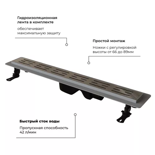 Душевой лоток  RGW Drain Leo-20 хром, Выбрать размер: 80, изображение 13