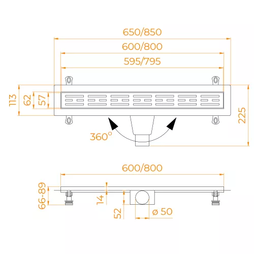 Душевой лоток  RGW Drain Leo-20 хром, Выбрать размер: 80, изображение 17