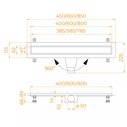 Душевой лоток RGW Drain Leo-31 черный, Выбрать цвет: Чёрный, Выбрать размер: 60, изображение 9