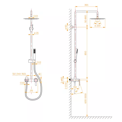 Душевая стойка RGW SP-31G, Выбрать цвет: Золото, изображение 13