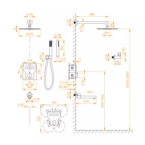 Душевая система встраиваемая RGW SP-370, изображение 13