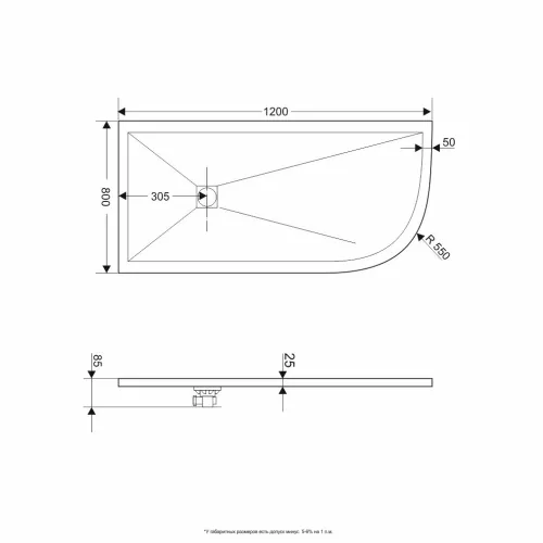 Душевой поддон асимметричный RGW ST/AL-W Белый, Выбрать цвет: Белый, Выбрать размер: 800х1200, Ориентация: Левая, изображение 2