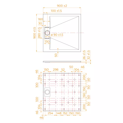 Душевой поддон квадратный RGW TUS-W Белый 90х90, изображение 5