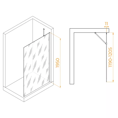 Душевая перегородка RGW WA-102, Цвет стекла: тонированное, Цвет профиля: Хром, Выбрать размер: 120, изображение 3
