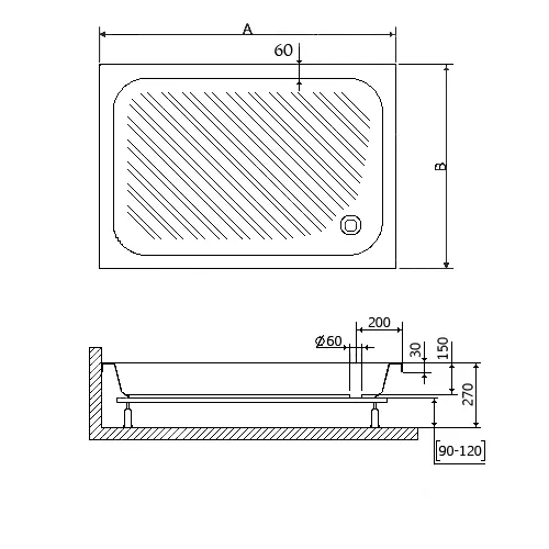 Душевой поддон прямоугольный RGW B/CL-S, Выбрать цвет: Белый, Выбрать размер: 900x1200, изображение 3