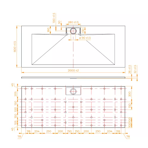 Душевой поддон прямоугольный RGW TKS-W Белый, Выбрать цвет: Белый, Тип поддона: Низкий, Выбрать размер: 80х200, изображение 10