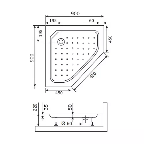 Душевой поддон трапеция RGW STYLE-TR, Выбрать цвет: Белый, Выбрать размер: 900х900, изображение 7
