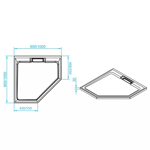 Душевой поддон трапеция RGW STA-61B Черный, Выбрать цвет: Чёрный, Выбрать размер: 900x900, изображение 9