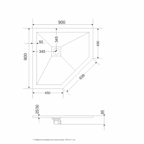 Душевой поддон трапеция RGW ST/T-G Графит, Выбрать цвет: Графит, Выбрать размер: 900x900, изображение 15