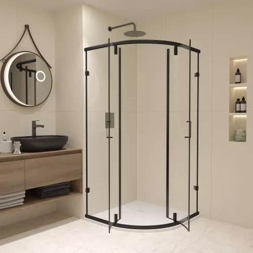 Душевой уголок RGW CL-55B, Цвет стекла: прозрачное, Цвет профиля: Черный, Выбрать размер: 900x900, изображение 3