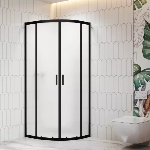 Душевой уголок RGW CL-56B рифленое/черный, Цвет стекла: рифленое, Цвет профиля: Черный, Выбрать размер: 900x900, изображение 3
