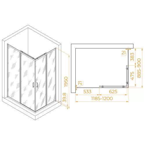 Душевой уголок RGW PA-040, Цвет стекла: прозрачное, Цвет профиля: Хром, Выбрать размер: 900*1200, изображение 4