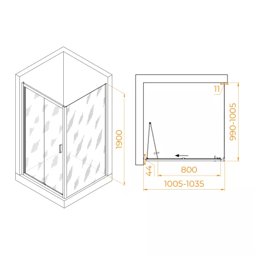 Душевой уголок RGW PA-132 (PA-21+Z-050-5), Цвет стекла: прозрачное, Цвет профиля: Хром, Выбрать размер: 100x100, изображение 7