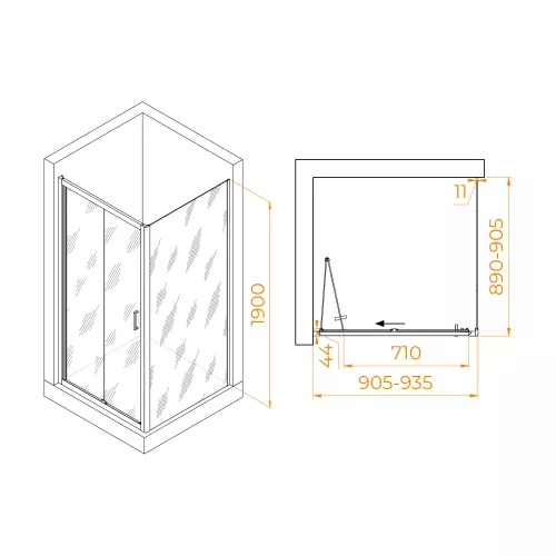 Душевой уголок RGW PA-132B (PA-21B+Z-050-5B), Цвет стекла: прозрачное, Цвет профиля: Черный, Выбрать размер: 90x90, изображение 6