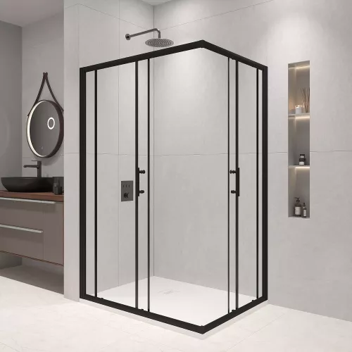 Душевой уголок RGW PA-146B, Цвет стекла: прозрачное, Цвет профиля: Черный, Выбрать размер: 80x100, изображение 3