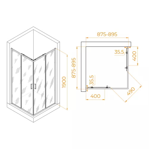 Душевой уголок RGW PA-31, Цвет стекла: прозрачное, Цвет профиля: Хром, Выбрать размер: 90х90, изображение 7