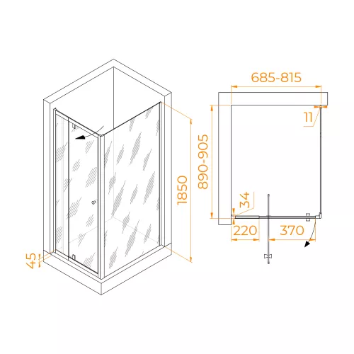 Душевой уголок RGW PA-44 (PA-02 + Z-050-1), Цвет стекла: прозрачное, Цвет профиля: Хром, Выбрать размер: 700x900, изображение 3