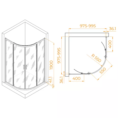 Душевой уголок RGW PA-51, Цвет стекла: прозрачное, Цвет профиля: Хром, Выбрать размер: 1000x1000, изображение 7