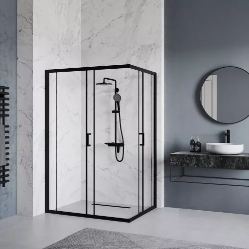 Душевой уголок RGW PA-246B, Цвет стекла: прозрачное, Цвет профиля: Черный, Выбрать размер: 80x100, изображение 3