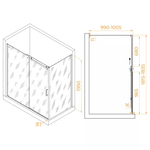 Душевой уголок RGW TO-44 (TO-14 + Z-050-2), Цвет стекла: прозрачное, Цвет профиля: Хром, Выбрать размер: 1800x1000, изображение 4