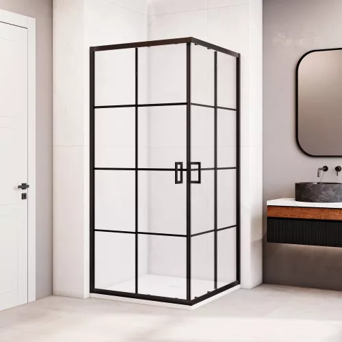 Душевой уголок RGW PA-34B, Цвет стекла: шелкография, Цвет профиля: Черный, Выбрать размер: 800x800, изображение 3