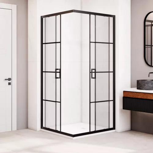 Душевой уголок RGW PA-34B, Цвет стекла: шелкография, Цвет профиля: Черный, Выбрать размер: 800x800, изображение 4