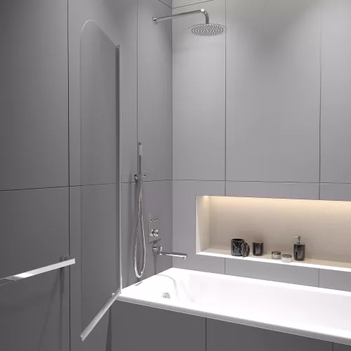 Шторка на ванну RGW SC-109, Цвет стекла: прозрачное, Цвет профиля: Хром, Выбрать размер: 70, изображение 3