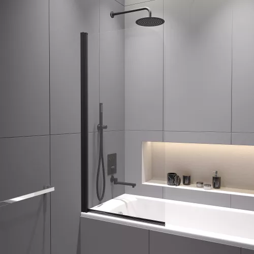 Шторка на ванну RGW SC-109B, Цвет стекла: прозрачное, Цвет профиля: Черный, Выбрать размер: 60, изображение 3